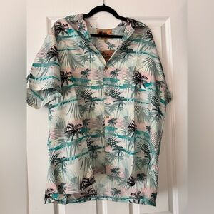 Ingear Men's Palm Tree Print Shirt - Green and Pink